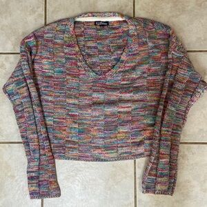 V-Neck Cropped multicolored sweater 💚💜💖💙🧡